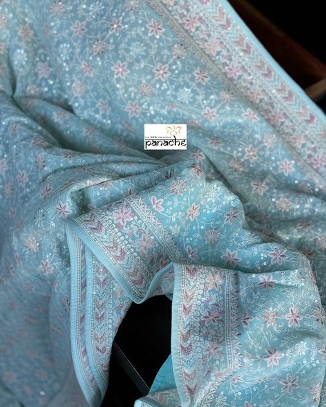 Designer embroidered Georgette in beautiful pastel shades! #panachethedesicreations #designersareeusa #usasareeshopping #georgetteembroidery Pastel Shade Sarees, Indian Gowns Dresses, Indian Gowns, Designer Outfits, Saree Shopping, Indian Designer Outfits, Pastel Shades, Designer Sarees, Indian Designer