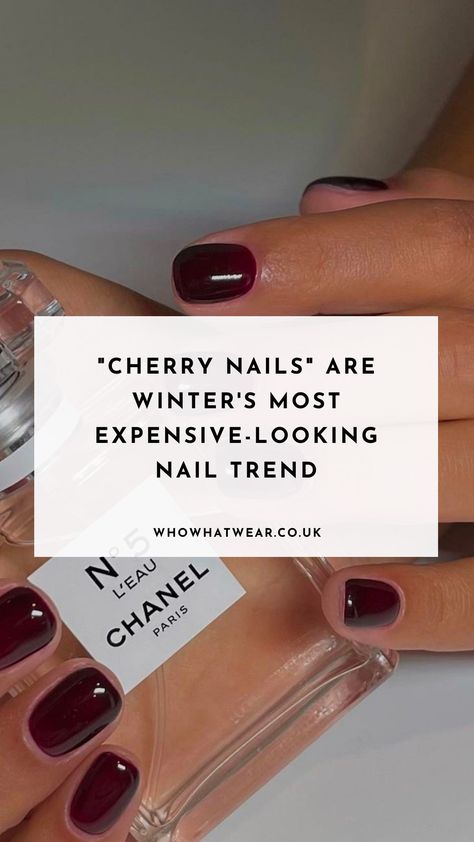 Deep Cherry Red Nails, Cherry Coke Nails, Cherry Red Gel Nails, Holiday Red Nails, Black Cherry Chutney Nails, Cherry Red Gel Manicure, Cherry Cola Nails, Dark Cherry Red Nail Polish, Cherry Wine Nails