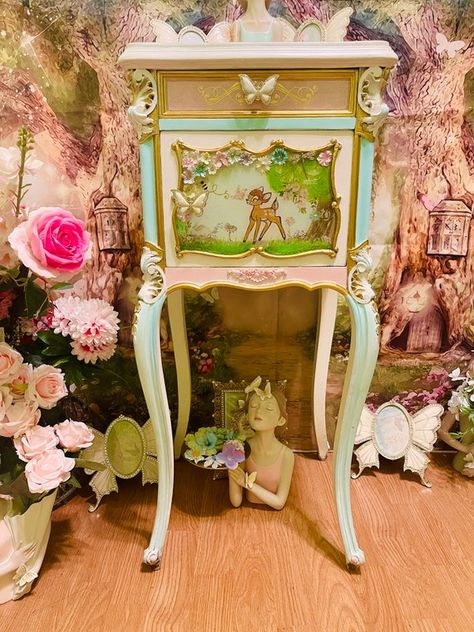 Disney Characters Bambi, Girls Princess Room, Vintage Disney Princess, French Painted Furniture, Painted End Tables, Painted Furniture For Sale, Victorian Dressers, Furniture Remodeling, Storybook Art