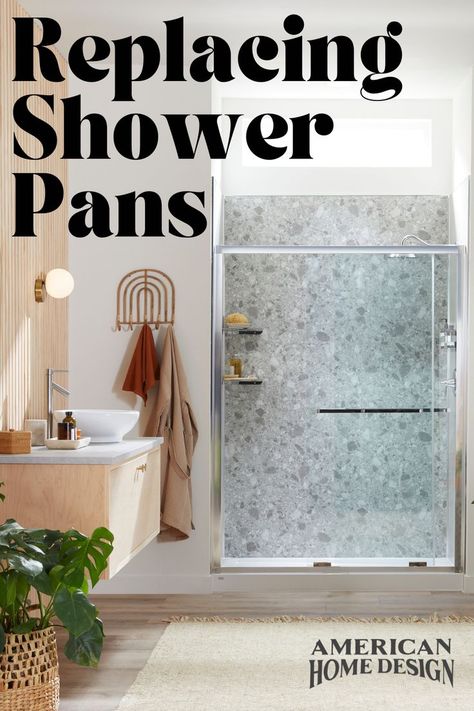 Shower pans can be replaced without requiring you to replace the entire shower unit. However, the term shower pan has a few different connotations, and people often use “shower pan” and “shower base” interchangeably when they’re really not the same thing, so we should probably clarify before going any further with answering this question. #Bathroom #Modern #Trendy #BathRemodel #Tennessee #WalkInShower #BathTubs #AmericanHomeDesign Learn more about why you should invest in a new shower- not a pan American Home Design, Shower Units, Bathroom Modern, Shower Base, Shower Pan, Pan American, American Home, Bathtubs, Bath Remodel