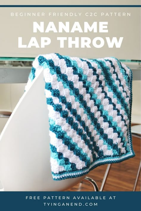 [Free Crochet Pattern] - Whether you’re working in the office, driving a car, or in a place that’s cold, this lap throw will help you stay warm.  Beginner-friendly C2C design that works up very quickly and easily customizable! How To End A Crochet Blanket, C2c Crochet Pattern Free, C2c Crochet Blanket, Crochet Throw Pattern, Corner To Corner Crochet, C2c Crochet, Afghan Patterns, Crochet Afghans, Lap Blanket