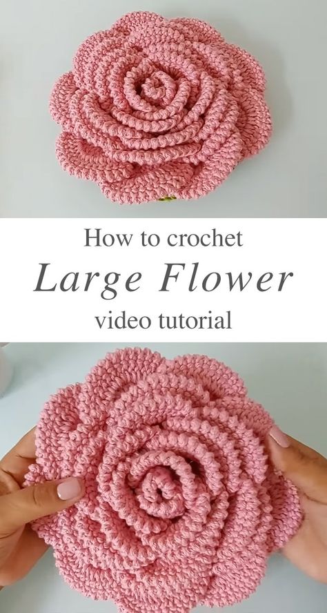 HOME » CROCHET » Large Crochet Flower To Use As Decor Rose Cottagecore, Crochet Rose Pattern, Crochet Blanket Pattern Easy, Rose Crochet, Crochet Flowers Free Pattern, Crochet Bows, Crochet Plant, Crochet Lace Pattern, Crochet Flower Tutorial