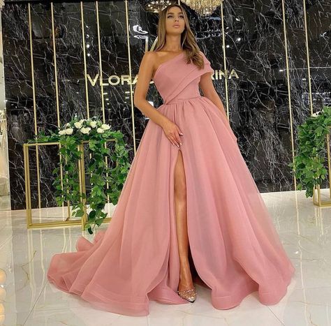 Prom Evening Dresses, Ruffle Prom Dress, Pink Ball Gown, One Shoulder Prom Dress, A Line Evening Dress, Red Evening Dress, Evening Dresses Plus Size, Prom Dress Shopping, فستان سهرة