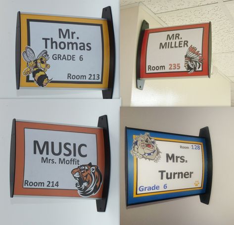 Customizable School Hallway Signs....These would be GREAT to put these double-sided signs outside classrooms for TEACHER APPRECIATION or BACK TO SCHOOL and all year long so students, staff, and guests feel more welcome and can find the classrooms better.   All you have to do is make up a template on computer, pop it into sign, and put cover on....takes less than 60 seconds to do!!!  I like how they are customizable and so easy to update! school hallways, hallway signs, teacher signs, teacher app Hallway Signs, Teacher Appreciation Signs, School Hallway, Classroom Door Signs, School Hall, School Door Decorations, School Hallways, School Doors, Classroom Signs