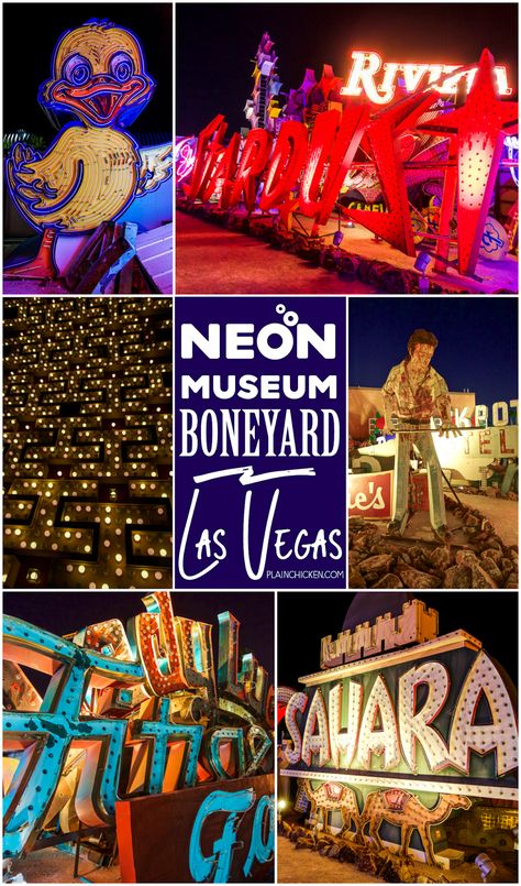 The Neon Museum Boneyard - Las Vegas, NV - a must see on your next Vegas trip. Located at the North end of Las Vegas Boulevard. The night tour is fantastic!! Book early! The tours sell out quickly! Neon Museum Las Vegas, The Neon Museum, Las Vegas Boulevard, Neon Museum, Visit Las Vegas, Las Vegas Vacation, Vegas Vacation, Vegas Hotel, Vegas Trip