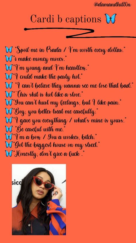 Celebrity Captions Instagram, Cardi B Captions, Cardi B Captions For Instagram, Cardi B Lyrics, Celebrity Instagram, Ig Captions, Insta Captions, Cool Captions, Good Quotes For Instagram