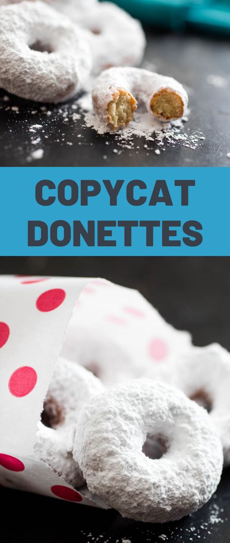 Copycat Hostess Donettes, Hostess Donettes Recipe, Mini Powdered Donuts Recipe, Donettes Recipe, Fun Deserts To Make, Sugar Doughnut Recipe, Usa Dessert, Powdered Sugar Recipes, Hostess Donettes