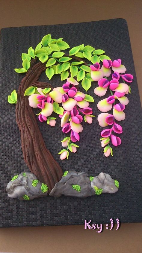 Polymer Clay Journal, Pink Wisteria, Pista Shell Crafts, Polymer Clay Kunst, Clay Moulding, Shell Crafts Diy, Secret Diary, Clay Wall Art, Tanah Liat