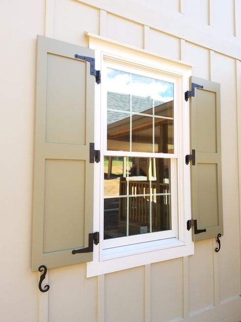 Exterior Windows With Shutters, Diy Colonial Shutters Exterior, Shutters With Hardware Exterior, Shutters On Small Windows Exterior, Functional Window Shutters Exterior, Working Window Shutters Exterior, Windows Without Shutters Exterior, Fake Shutters Exterior, Exterior Window Shutter Ideas