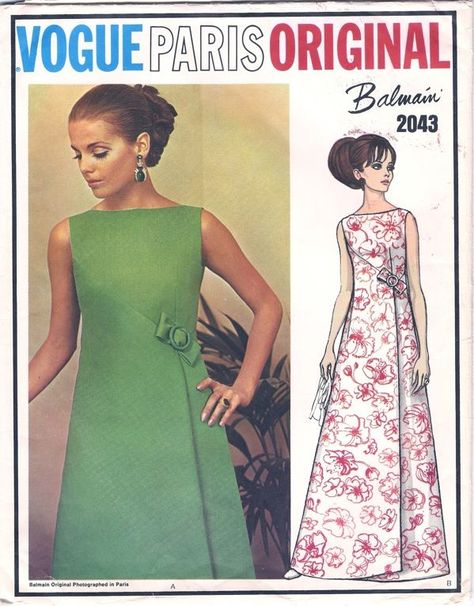 60s Vogue, Vogue Dress Patterns, Evening Dress Patterns, Vintage Vogue Patterns, Vintage Vogue Sewing Patterns, Vogue Vintage, Patron Vintage, Balmain Dress, Fashion 1960s