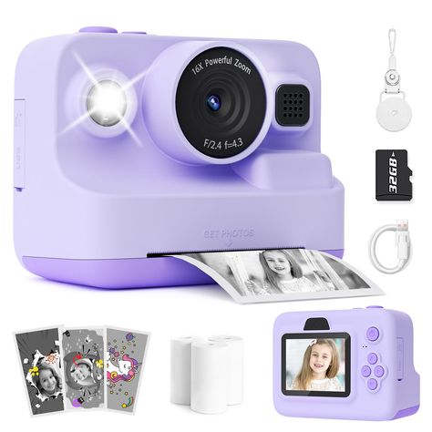 Manttely Kids Camera Instant Print, Christmas Birthday Gifts for Girls Boys Age 3-12, 2.4" Screen 1080P Digital Camera for kids,Portable Toy for 3 4 5 6 7 8 9 10 11 Year Old Girls Boys Toddlers Purple: Amazon.co.uk: Toys & Games Christmas Presents For 10 Year Girl, Toys Ideas, Toys For 11 Year Girl, Toys For 9 Year Girl, Christmas Toys For Girls Kids, Presents For 7 Year Girl, Toys For 8 Year Girl, Toys For 5 Year Girl, Christmas Gifts For 10 Year Girl