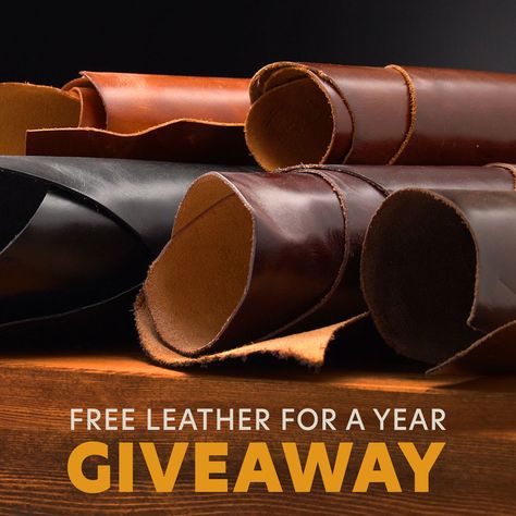 Epic Year of Leather Giveaway. One winner will receive free leather for a whole year! Valued at $2,400. Sign up today for your chance to win.  Enter here: [REFER_URL] Leather Stores, 1911 Leather Holster, Dog Harness Pattern, Diy Leather Working, Leather Working Projects, Leatherworking Tools, Leather Tooling Patterns, Diy Leather Projects, Leather Craft Projects