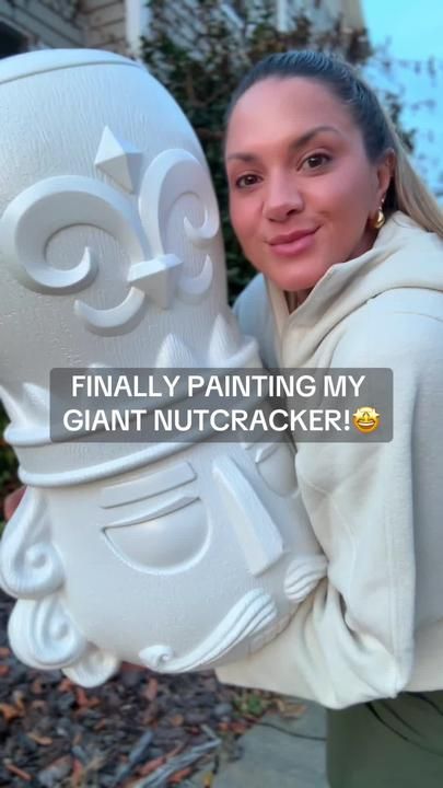 livinwithmb on TikTok Walmart Nutcracker Painted, Walmart Nutcracker Painting Ideas, Diy Large Nutcracker, Nutcrackers Diy Paint, Painting Nutcracker Ideas, Walmart Nutcracker Makeover, Nutcracker Painting Ideas, Painted Nutcracker Diy, Walmart Nutcracker