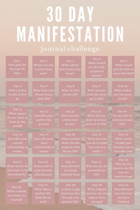 30-Day Manifestation Challenge. Journal prompts to figure out your dreams and how to manifest them ✨#manifestation #journalprompts #dreamlife 30 Day Manifestation Challenge, Morning Manifestation, Manifestation Challenge, Manifest Them, Money Songs, 2024 Journal, Law Of Attraction Meditation, Balance Yoga, Journal Challenge