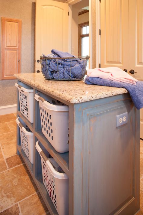 Storage Island Laundry Room Island, Folded Laundry, Storage Island, Recycling Station, Laundry Room/mud Room, Pantry Laundry, Dream Laundry Room, Organizational Ideas, Decluttering Tips