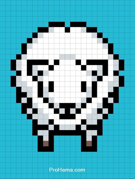 Sheep Perler Beads Pattern Sheep Perler Beads, Sheep Pixel Art, Pixel Art 32x32 Grid, Pixel Art Facil, Pixel Art Animals, Perler Beads Pattern, Christmas Perler Beads, Crafts Animals, Beads Perler