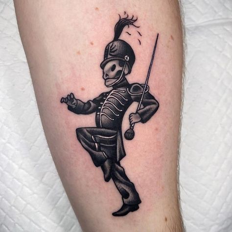 Mcr Black Parade Tattoo, Mcr Inspired Tattoos, Gothic Tattoo Patchwork, Danger Days Tattoo, Black Parade Skeleton, Black Parade Tattoo, Nu Metal Tattoo, Tattoo Ideas Emo, Ptv Tattoo