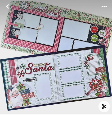 Vintage Christmas Scrapbook Layouts, Christmas Scrapbook Pages Ideas, Scrapbooking Christmas Layouts, Christmas Layouts Scrapbook, 12 X 12 Scrapbook Layouts, Holiday Scrapbook Ideas, Christmas Scrapbooking Layouts, Christmas Layout, Winter Scrapbook