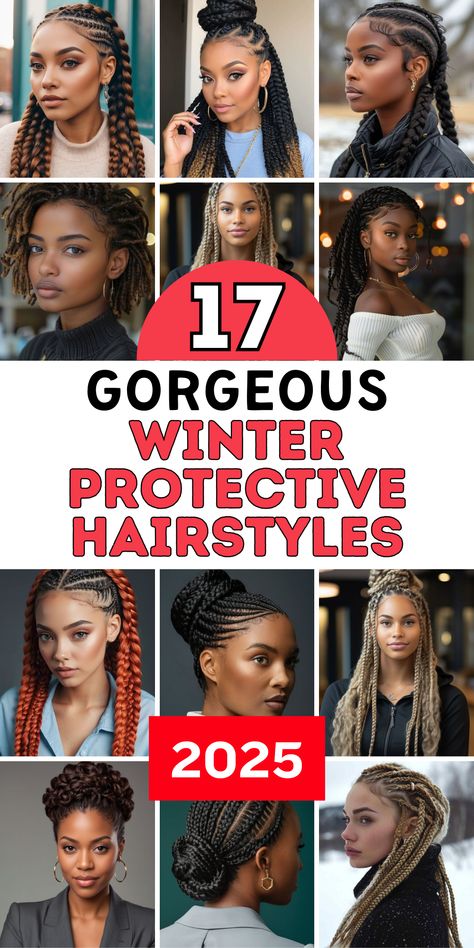 Explore 17 winter protective hairstyles for 2024-2025, ideal for black women and kids. Braids for natural black hair come in various styles, from long to short, curly to locs. Whether you have 4c hair or are looking for protective braids for kids, these hairstyles are perfect for keeping your hair healthy during the colder months. Braids For Long Face Black Women, New Braid Styles 2024 For Black Women, Braided Hairstyles For A Wedding, Popular Braids For Black Hair 2024, Braid Hairstyles Protective Styles, Scalp Braid Designs, Plait Hairstyles For Black Women, Braid Styles 2024, Protective Hair Styles Black Women