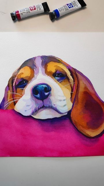 Kawai Drawing, Beagle Painting, Equine Art Pencil Drawings, Chloe Art, Ali Kay, Dogs Things, Watercolor Dogs, Beagle Art, Watercolour Portrait