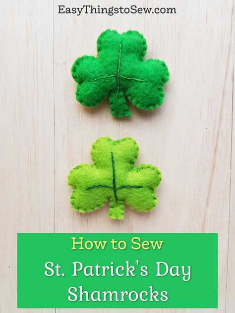 Felt Shamrocks, Felt Shamrocks Diy, Felt Craft Projects, Felt Ornaments Patterns, Beginner Crafts, Holiday Sewing, Diy Halloween Projects, Felt Crafts Diy, St Patrick's Day Crafts