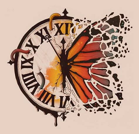 Clock Drawings, Arte Sketchbook, Art Drawings Sketches Creative, Painting Art Projects, Book Art Drawings, Butterfly Art, Cool Art Drawings, Diy Art Painting, Diy Canvas Art