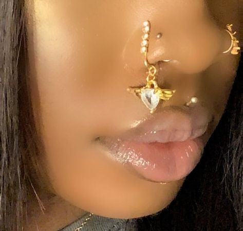 Dangling Nose Ring, Pearl Nose Ring, Nose Peircing, Cute Nose Rings, Nose Cuffs, Unique Nose Rings, Cute Nose Piercings, Faux Nose Ring, Gold Nose Hoop