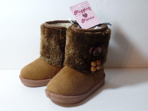 New Girl's Stepping Stones Brown Faux Fur Boots w/ Sherpa Fleece Lining Sz 7, 10 Description Toddler girl's brown faux fur & suede winter boots by Stepping Stones. They are lined with warm sherpa fleece and have side zipper closure. Sizes: 7 ~ 6" in length            10 ~ 7" in length *More shoes are listed, as well as many baby & children clothes, bedding, toys, etc.... I continually add new things.  ~You never know what you might find!  Visit My eBay Store Payment *Every Buyer gets a MyStoreRe Faux Fur Boots, Shoe Inspo, Club Design, Fur Boots, Pretty Shoes, You Never Know, New Things, Perfect Shoes, Sherpa Fleece