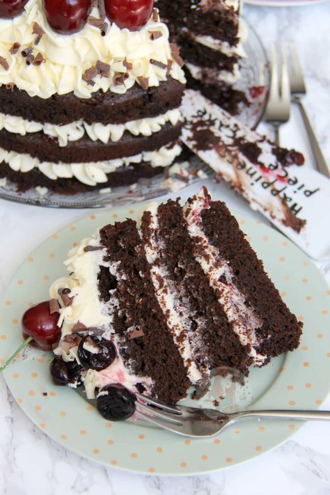 Black Forest Cheesecake, Black Forest Cake Recipe, Black Forest Gateau, Janes Patisserie, Black Forest Cake, British Baking, Forest Cake, Moist Chocolate Cake, Different Cakes