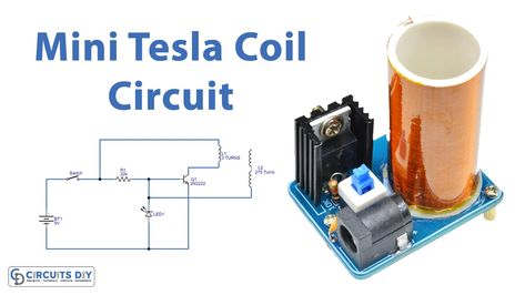 Mini Tesla Coil Circuit Tesla Coil Circuit, Diy Tesla Coil, Simple Electronic Circuits, Simple Electronics, Electromagnetic Induction, Power Supply Circuit, Simple Circuit, Tesla Coil, 9v Battery