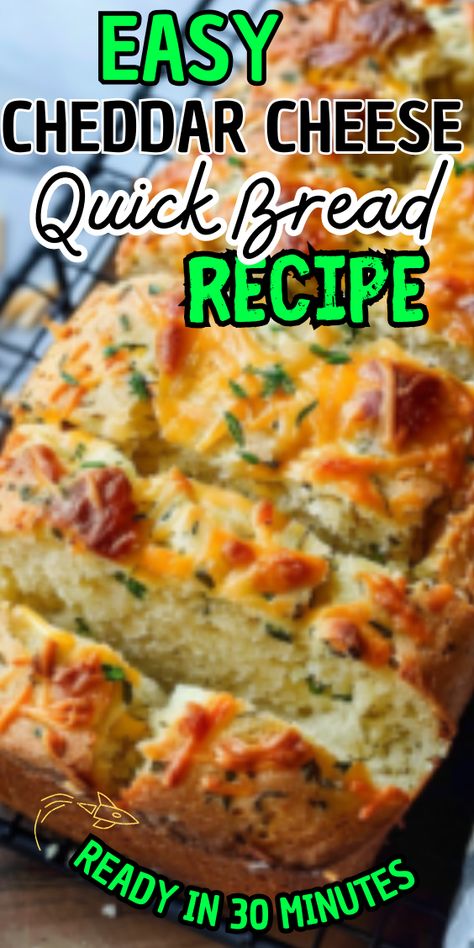 Easy Cheddar Cheese Quick Bread Cheddar Quick Bread Recipes, Quick Cheesy Bread, Cheddar Beer Bread Recipe, Pillsbury Quick Bread Mix Recipes, Cheddar Cheese Quick Bread Recipe, Easy Cheese Bread Recipes, Savory Quick Bread Recipes, Cheddar Cheese Quick Bread, Quick Breads Recipes