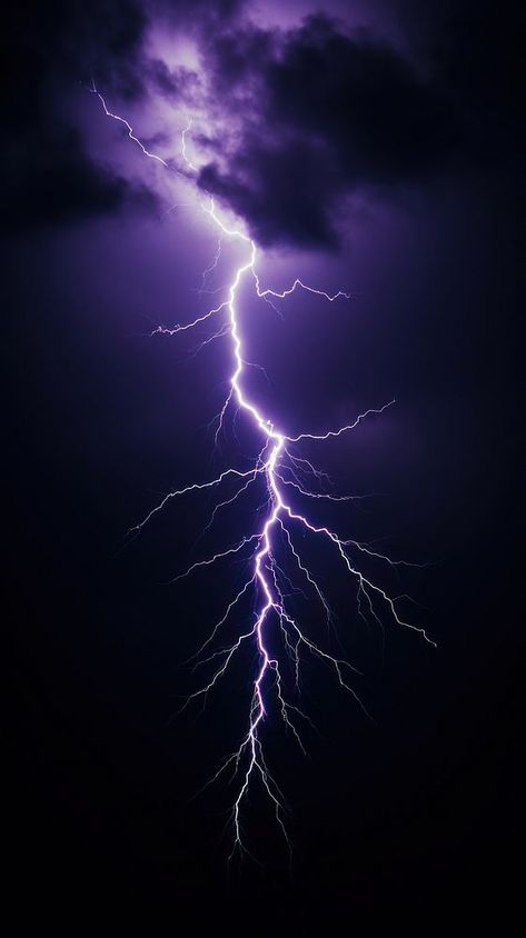 A purple lightning bolt in the dark sky thunderstorm outdoors nature. AI generated Image by rawpixel. | free image by rawpixel.com / Boom Electricity Art, Lightning Sky, Lightning Images, Lightning Dragon, Mobile Wallpaper Iphone, Lightning Bolt Tattoo, Lightning Art, Bolt Tattoo, Lightning Photography