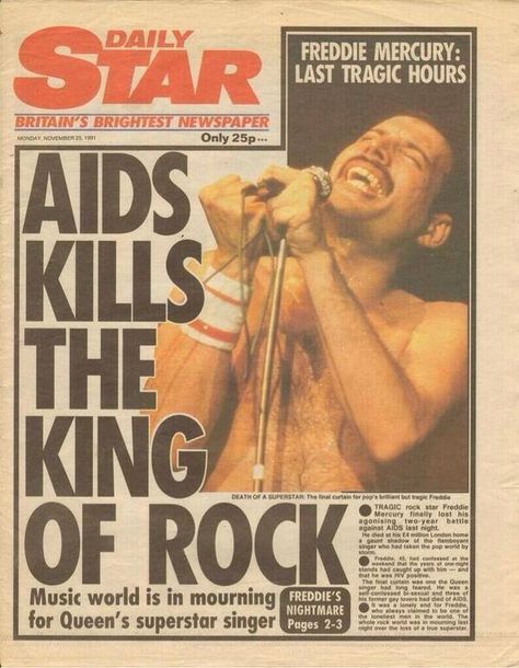 #queen #freddie #mercury #zoroastrian #parsi #rock #music Newspaper Front Pages, Hiv Positive, Freddy Mercury, Childhood Memories 70s, Newspaper Headlines, Hiv Aids, Historical Newspaper, Vintage Newspaper, Headline News