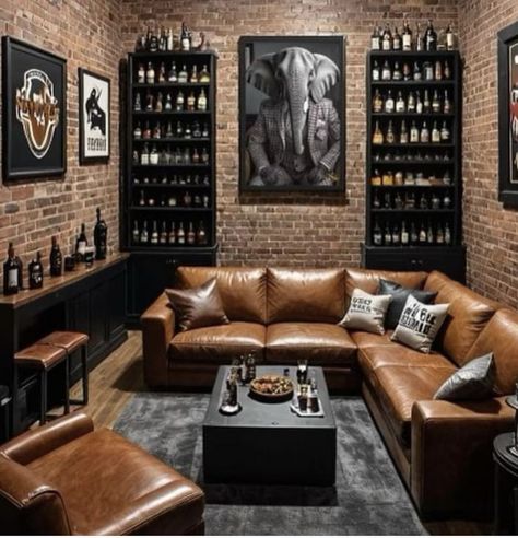 Whiskey Room Ideas, Man Cave Ideas Room, Classy Man Cave, Room Ideas Men, Bar Lounge Room, Bar Lounge Area, Whiskey Lounge, Bourbon Room, Dads Room