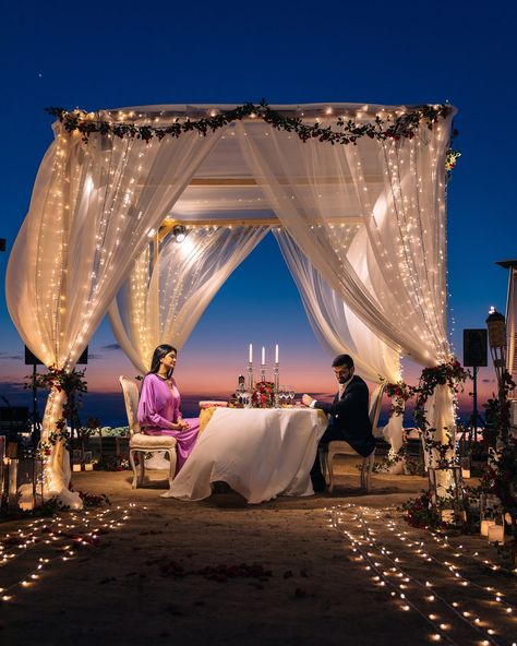 #MPIRE #AHDStudioBH  #beachside #proposal #engagement #happywedding #ring #smile #surprise Proposal Dinner Ideas, Proposal Table Decor, Proposal Dinner, Proposal Decorations, Proposal Decor, Proposal Decoration, Surprise Proposal Pictures, Outdoor Proposal, Cute Proposal Ideas