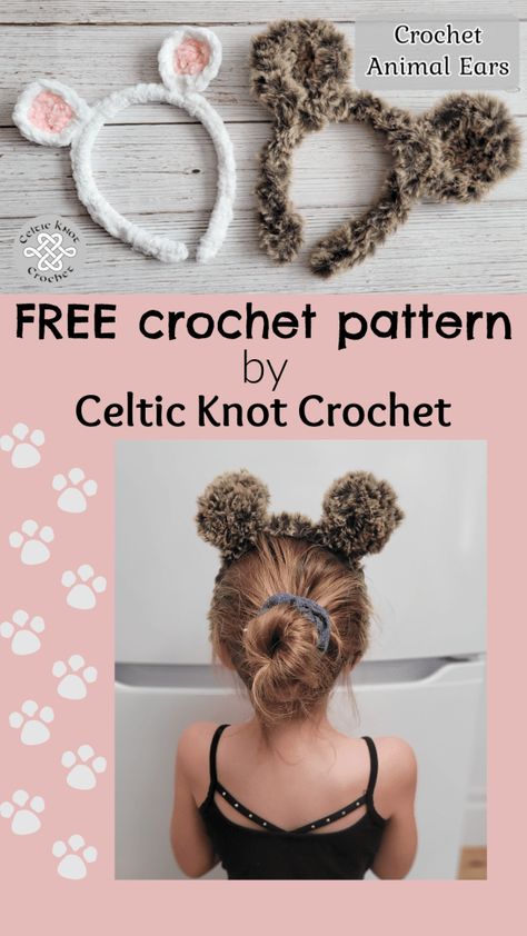 Crochet Animal Ears - FREE pattern by Celtic Knot Crochet Crochet Animal Ears, Crochet Ears, Celtic Knot Crochet, Trick Or Treat Costume, Last Minute Costumes, Fun Crochet, Crochet Animal, Crochet Blog, Crochet World