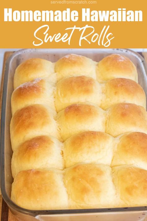 Make the classic sweet soft rolls at home with these Homemade Hawaiian Sweet Rolls. They're perfect for all of your favorite sliders and mini sandwiches and are not only easy to make but better than the store-bought version! Make Hawaiian Rolls, Home Made Hawaiian Rolls, Hawaiian Rolls Homemade, How To Make Hawaiian Rolls, Homemade Kings Hawaiian Rolls, Homemade Hawaiian Sweet Rolls, Hawaiian Roll Recipe, Sweet Hawaiian Rolls Recipe, Easy Hawaiian Rolls Recipe