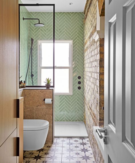 What’s the best layout for a narrow bathroom? | Small Shower Room Ideas Layout, Narrow Bathroom Layout, Small Narrow Bathroom, Narrow Bathroom Designs, Small Shower Room, Small Bathroom Layout, Space Saving Bathroom, Bathroom Decor Colors, Narrow Bathroom