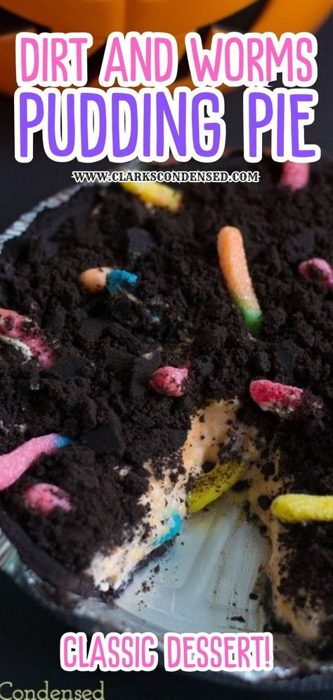 Delight kids and adults alike with this fun Dirt and Worms Dessert. Perfect for parties or Halloween, this treat combines chocolate pudding, crushed cookies, and gummy worms to create a playful, edible garden of dirt. Easy to assemble and guaranteed to be a hit, this recipe is a great way to add a touch of whimsy to any gathering. Dirt And Worms Dessert, Halloween Dirt Pudding, Worms And Dirt, Dirt And Worms, Halloween Dirt, Oreo Pie Crust, Dirt Pudding, Pudding Pie, Pudding Pies