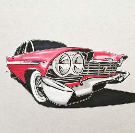 Classic Car Drawing, Cartoon Car Drawing, Car Dream, Shading Drawing, Carros Vintage, Alfa Romeo Stelvio, Car Drawing, Plymouth Fury, Car Organization