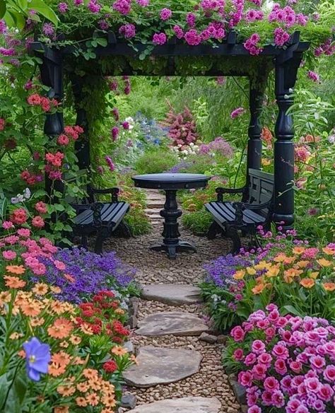 Backyard Flowers, Cottage Garden Design, Have Inspiration, Garden Yard Ideas, Garden Oasis, Garden Pathway, Tea Garden, Garden Structures, Garden Cottage