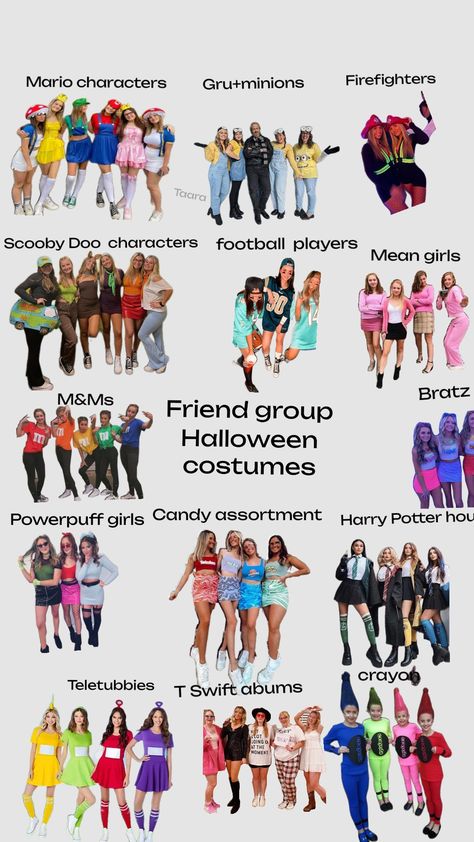 Group Of 4 Costume Ideas, Iconic Group Costumes, Group Of 4 Costumes, Friend Group Halloween Costumes, Friend Group Halloween, Gru And Minions, Friend Costumes, Halloween Friends, Group Costumes