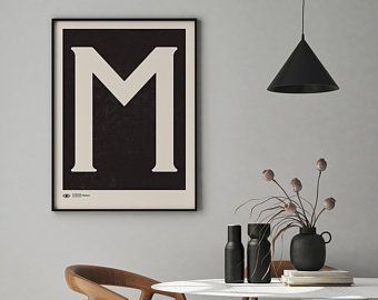 Letter m print | Etsy Minimalist Mid Century, 60s Art, Minimalist Modern Art, Letter Wall Art, Typographic Poster, Art Minimaliste, Inspirational Prints, Poster Art Print, Letter Wall