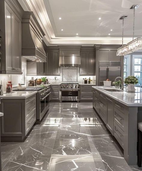 Dream Kitchen Design Luxury, Mansion Kitchen Luxury, Big Houses Interior, Mansion Kitchen, Luxurious Kitchens, Innovative Design Ideas, Kitchen Big, Classy Kitchen, Full Bathroom Remodel