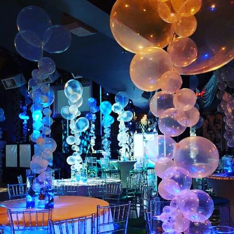 Bubles for this under the sea Bar-Mitzvah #balloons # fortlauderdale Masquerade Quinceanera Ideas, Under The Sea Quinceanera Theme, Prom Theme Decorations, Sea Wedding Theme, Prom Planning, Under The Sea Decorations, Ocean Birthday Party, Sweet 16 Themes, Ocean Theme Party