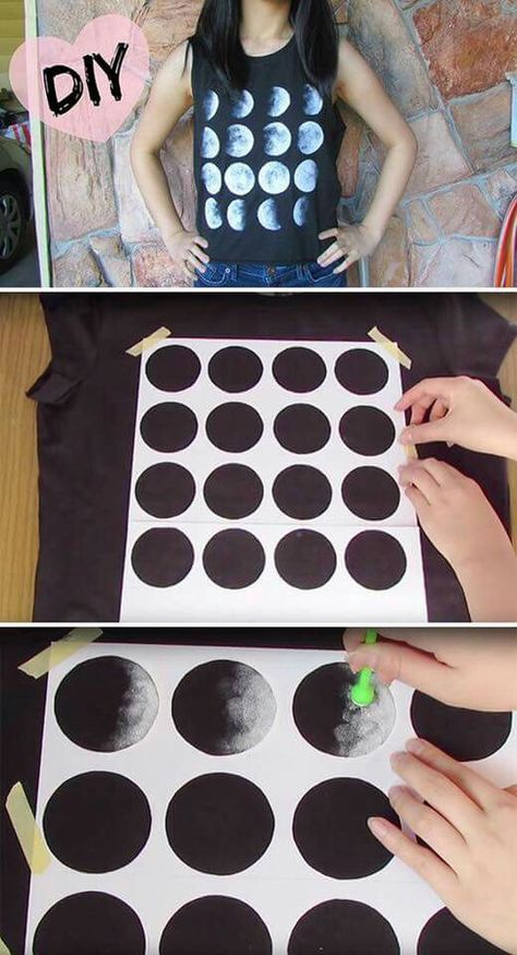 Make your own moon shirt Diy Sy, Make Tutorial, Crafty Craft, Diy Shirt, T Shirt Diy, Diy Projects To Try, Art Project, Shibori, Diy Fashion