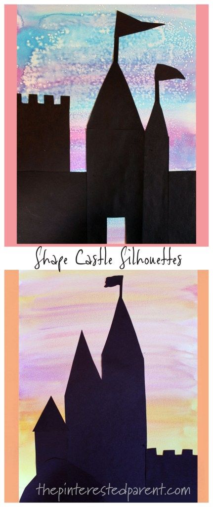 Shape Castle Sihouettes with Watercolors and construction paper - kids arts and crafts. #painting #fairy tales #magical Watercolor Art Ideas, Ivan Cruz, Fairy Tales Preschool, Painting Fairy, Art Ideas For Kids, Castle Crafts, Kids Arts And Crafts, Fairy Tale Crafts, Castle Silhouette