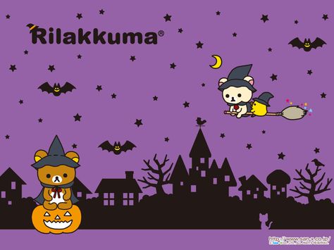 Rilakkuma Halloween Wallpaper Rilakkuma Halloween, Hello Kitty Halloween Wallpaper, Halloween Desktop Wallpaper, Rilakkuma Wallpaper, Kawaii Wallpapers, Pikachu Wallpaper, Hello Kitty Halloween, Sanrio Wallpaper, Wallpaper Stickers