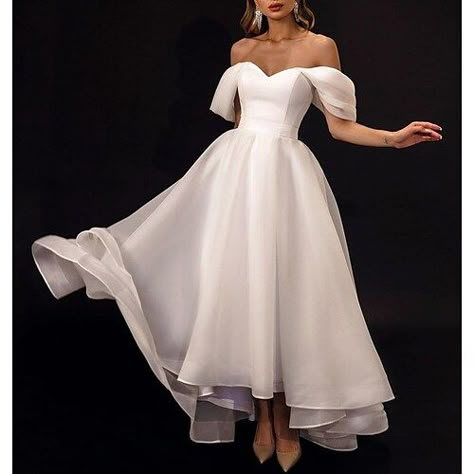 Silhouette:A-Line; Hemline / Train:Asymmetrical; Closure:Zipper UP; Fully Lined:Yes; Built-In Bra:Yes; Wedding Events:Reception; Embellishment:Solid Color; Fabric:Organza; Sleeve Length:Cap Sleeve; Tips:Professional dry cleaner only,Colors may vary slightly due to different monitor settings; Boning:Yes; Style:Little White Dresses; Waistline:Natural; Neckline:Off Shoulder; Brand:LAN TING Express; Front page:Wedding Dresses; Listing Date:04/19/2023; Bust:; Hips:; Hollow to Floor:; Waist:; Jacket White Dresses Wedding, Short White Dress Wedding, Organza Bridal, Wedding Dresses A Line, Beach Wedding Gown, Court Wedding, White Bridal Dresses, Tulle Wedding Gown, Mini Wedding Dresses