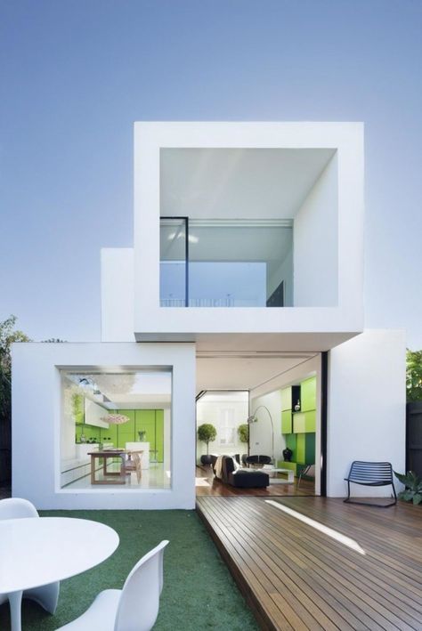 ! Green House Architecture, Daily Luxury, Color Cube, Modern Architecture Building, Cube Shape, Zaha Hadid Architects, Green Architecture, Container House Design, Modern Architecture House